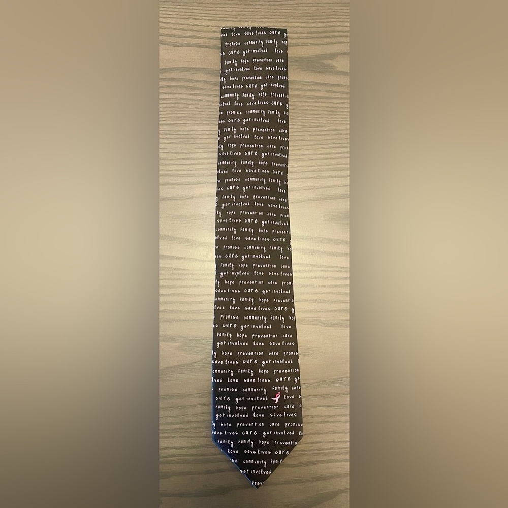 Knots for Hope Breast Cancer Black Tie with Pink Text- Susan G Komen